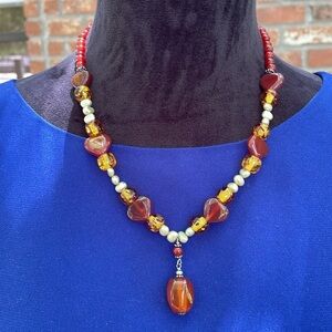 Sterling Silver Carnelian Heart Necklace